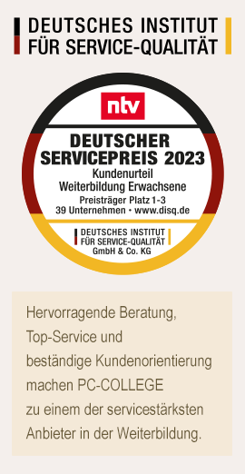 Platz 1 für PC-COLLEGE beim Deutschen Service-Award 2023
